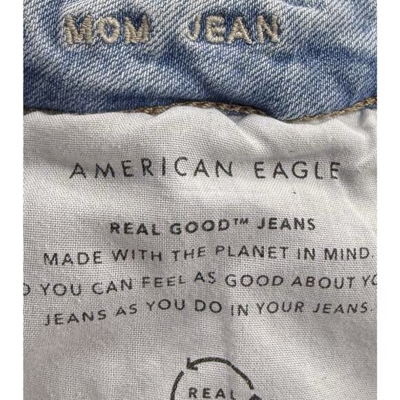 American Eagle Womens Mom Jeans Size 4 Long Light Blue Distressed Denim - Picture 4 of 5